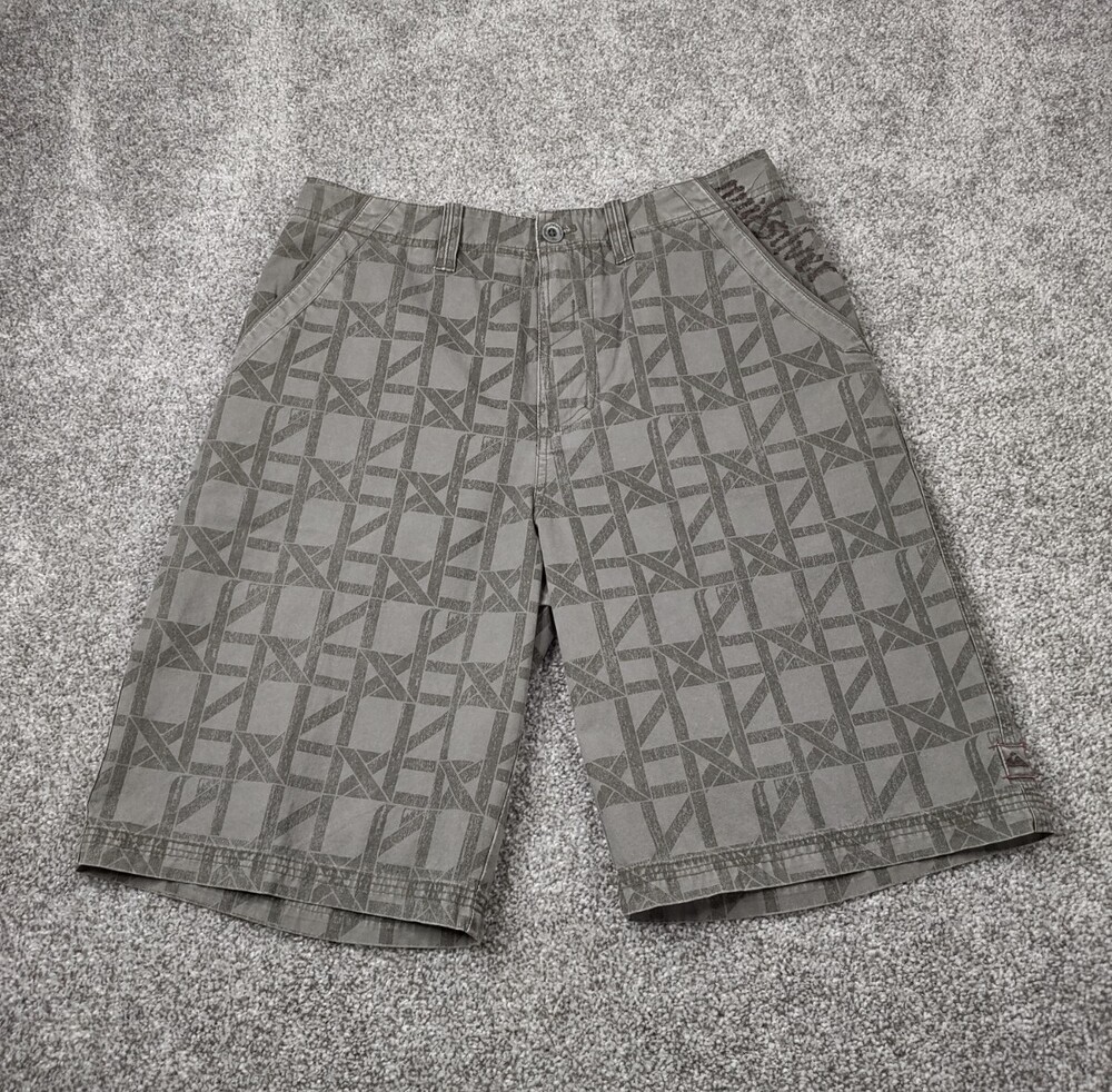 Vintage Quiksilver Shorts Mens 32 Brown Geometric Pattern Skate Street Wear